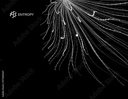 Abstract science or technology background. Array with dynamic particles. Vector illustration.