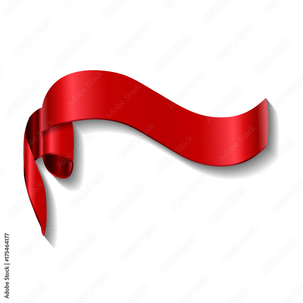 Red ribbon. Horizontal red banner. Shiny red ribbon on white background. Red  glossy ribbon vector banner. vector Stock Vector | Adobe Stock