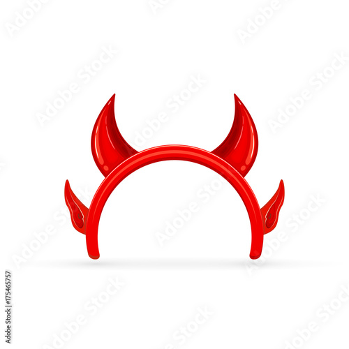 Halloween horns and ears of the demon on white background