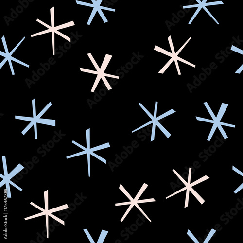 Abstract snowflake seamless pattern background. Childish handmade craft