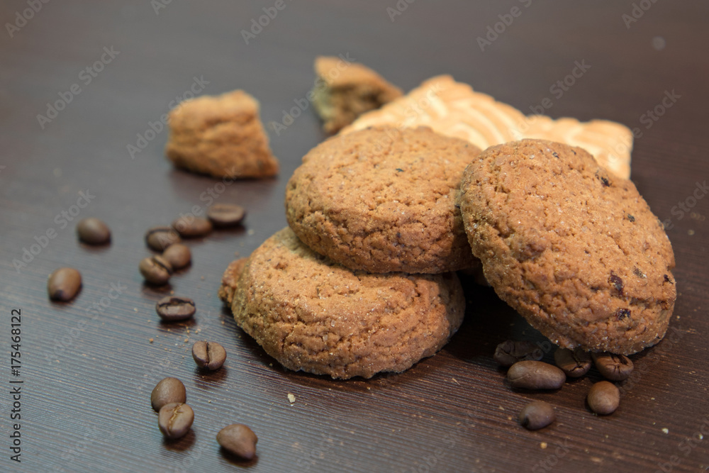 Biscuit sweet cookie background. Domestic stacked cereal biscuit pattern, close up macro. Biscuit sweet cookie background. Domestic stacked cereal biscuit pattern, close up macro.