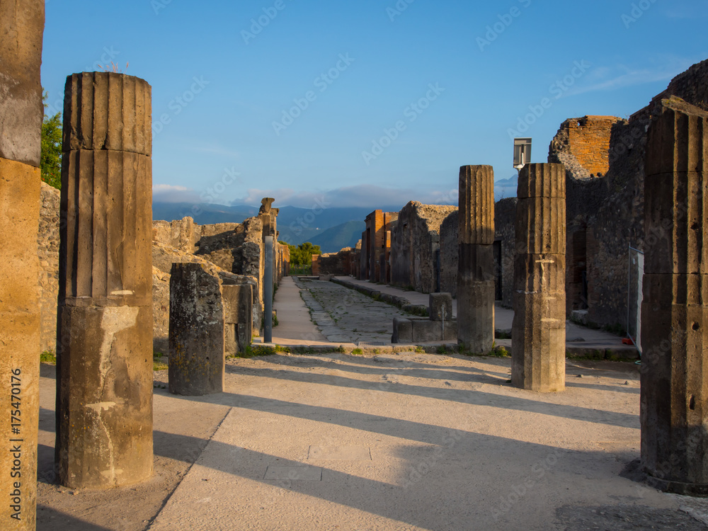 Pompei ruins without tourists near Naples, Italy