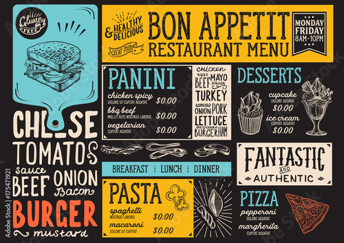 Food menu restaurant template.