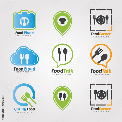 Food Logo Template. Vector Illustration. Fork and Spoon icon with check mark. Flat Design. food logo,cooking logo,vector logo template