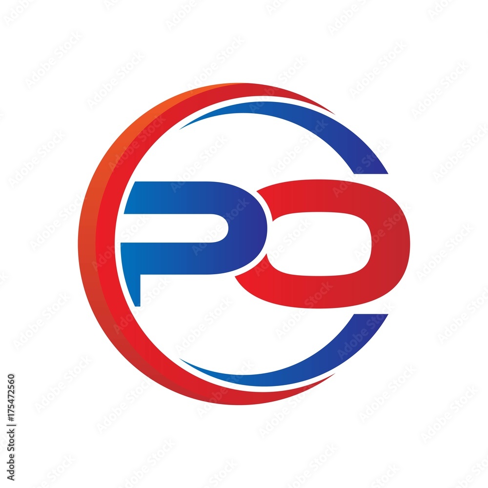 po logo vector modern initial swoosh circle blue and red po logo vector modern initial swoosh circle blue and red