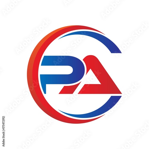 pa logo vector modern initial swoosh circle blue and red