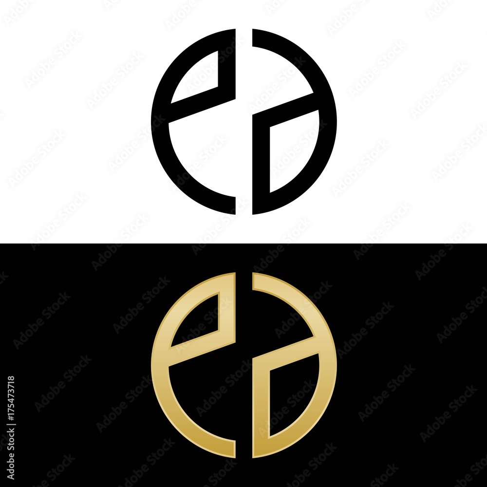 pd initial logo circle shape vector black and gold