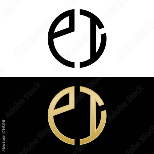 pi initial logo circle shape vector black and gold