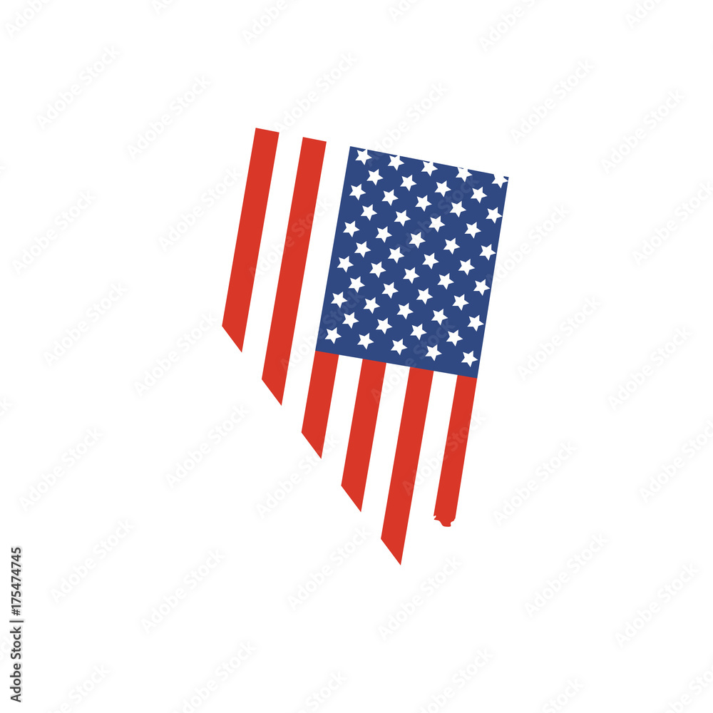 Φωτογραφία Nevada map silhouette with the The flag of the United States of America, often referred to as the American flag