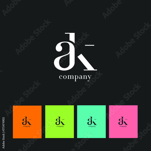 Letters A & K Logo with Business Card Template Vector.