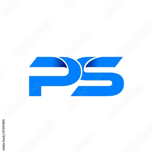 ps logo initial logo vector modern blue fold style