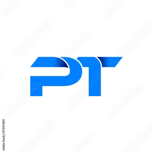 pt logo initial logo vector modern blue fold style