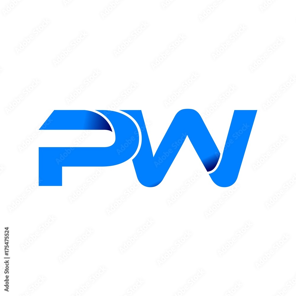 pw logo initial logo vector modern blue fold style pw logo initial logo vector modern blue fold style