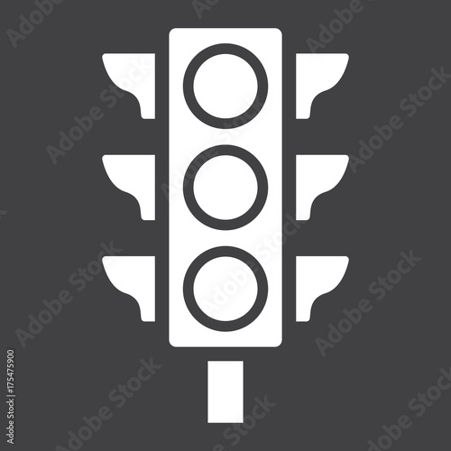 Traffic light glyph icon, stoplight and navigation