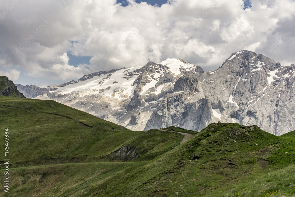Fototapeta premium Beautiful scenery of the Marmolada Massif. Dolomites. Italy.