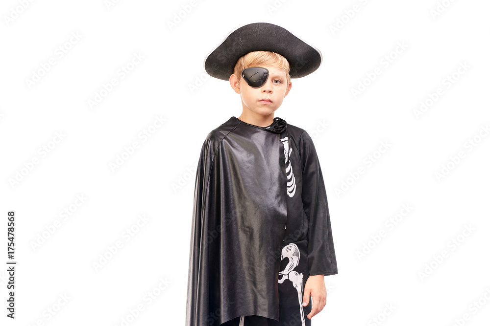 Studio portrait of little boy in Halloween costume against white background Studio portrait of little boy in Halloween costume against white background