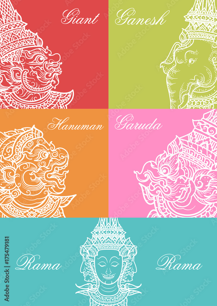 Head set characters of Ramayana vector