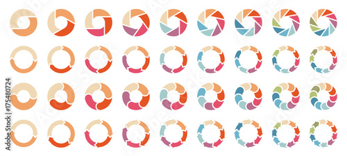 Set Pie Charts Arrows Retro