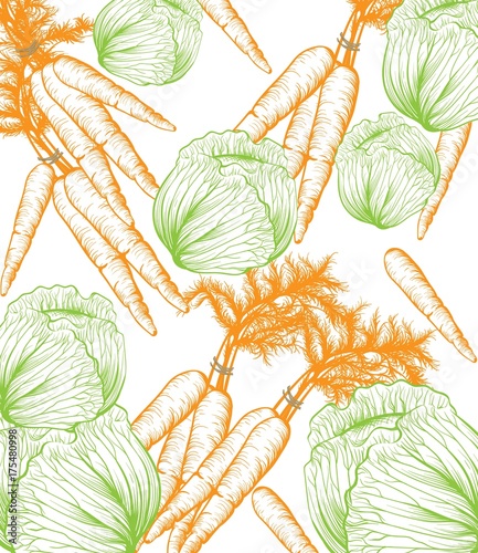 Pumpkin pattern background. Vector Line art hand drawn graphic style illustra...