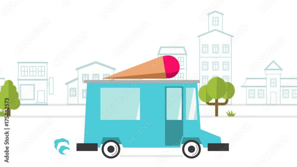 Animation of ice cream delivery van Animation of ice cream delivery van