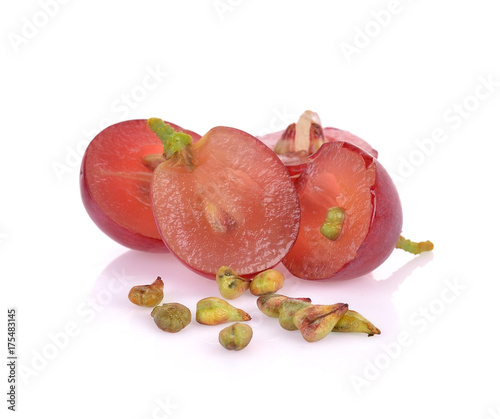 grape seeds on white background macro closeup