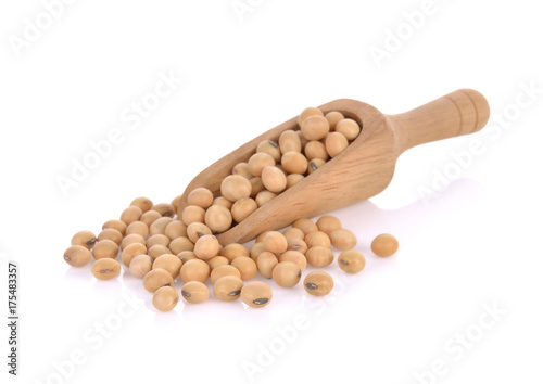 Soybeans isolated on the white backgrounds