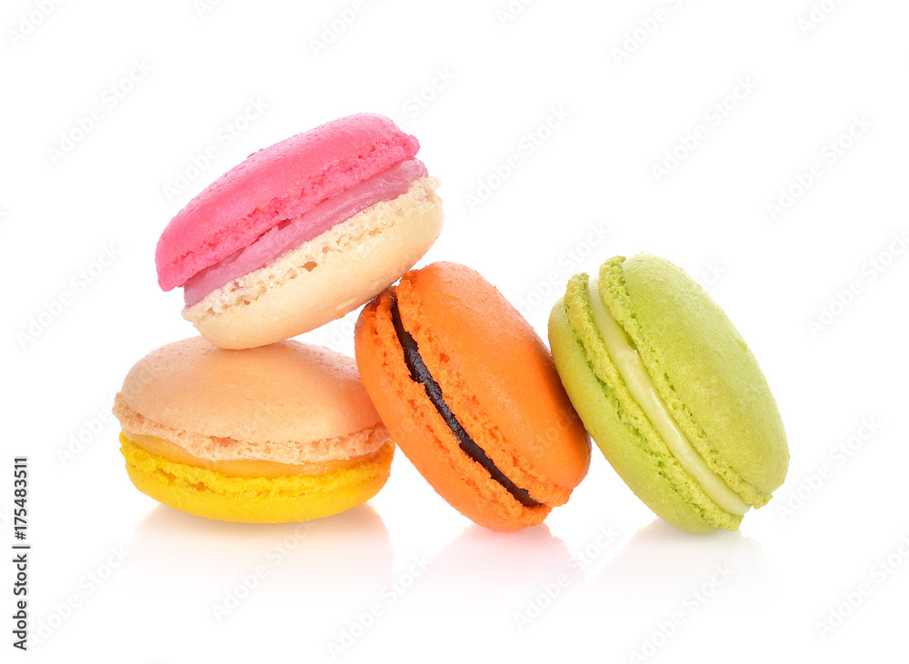 French colorful macarons isolated on a white background French colorful macarons isolated on a white background