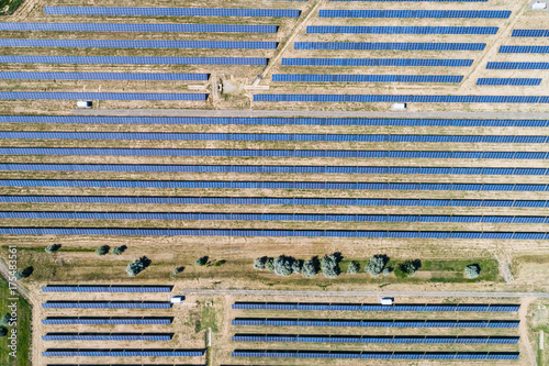 Aerial view to solar power plant photo