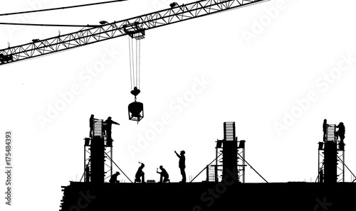 silhouette construction worker on white background