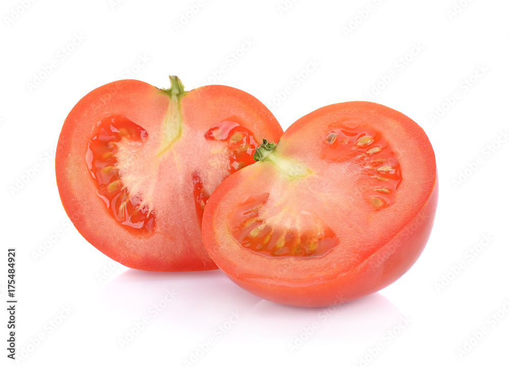 Half tomato on a white background Half tomato on a white background