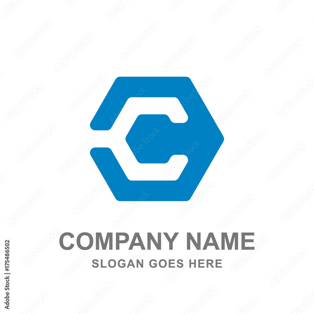 C Letter Geometric Hexagon Logo Vector Icon C Letter Geometric Hexagon Logo Vector Icon