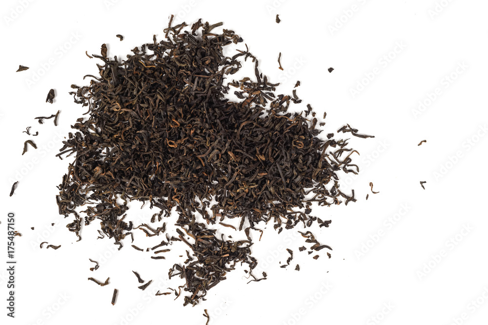 Dry black tea leaves isolated on white Dry black tea leaves isolated on white