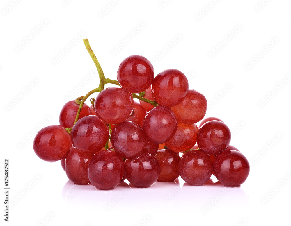 red grapes isolated on white background