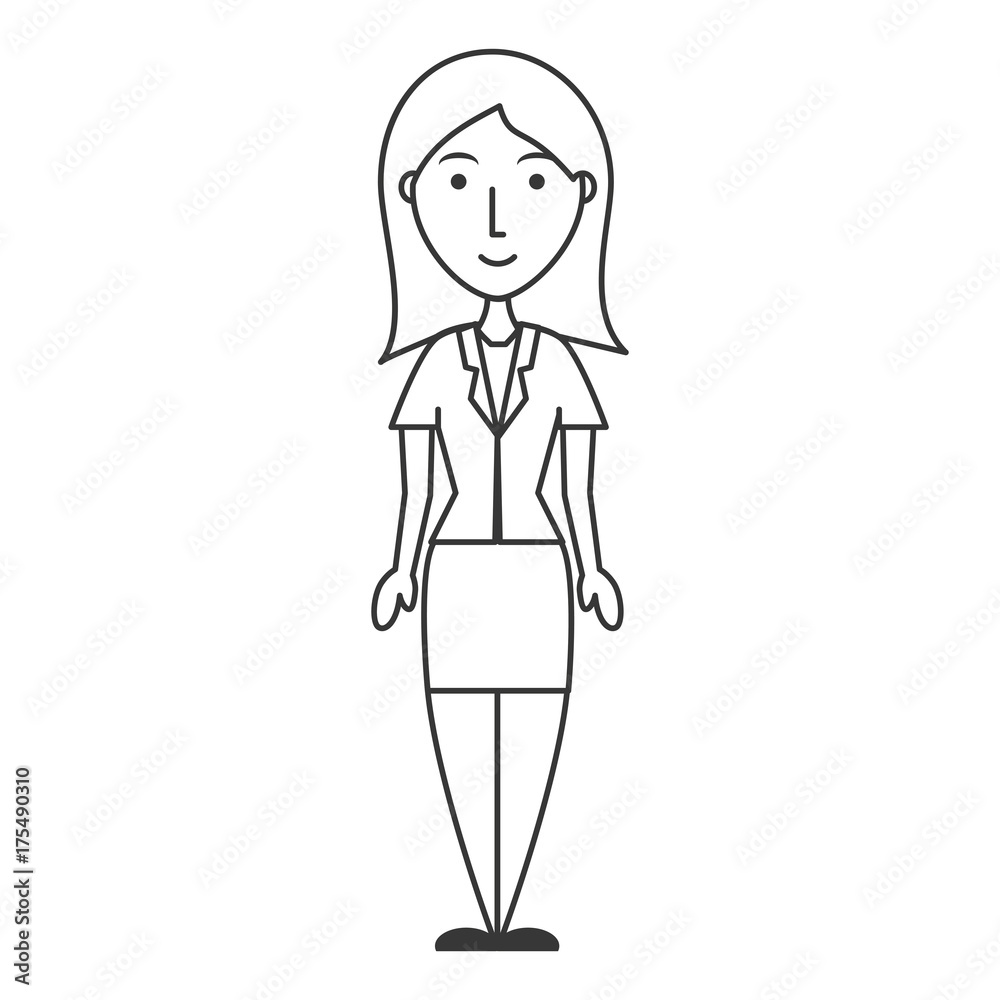 flat line uncolored woman job over white background vector illustration flat line uncolored woman job over white background vector illustration