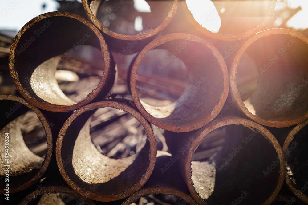 Rusty end faces of pipes Rusty end faces of pipes