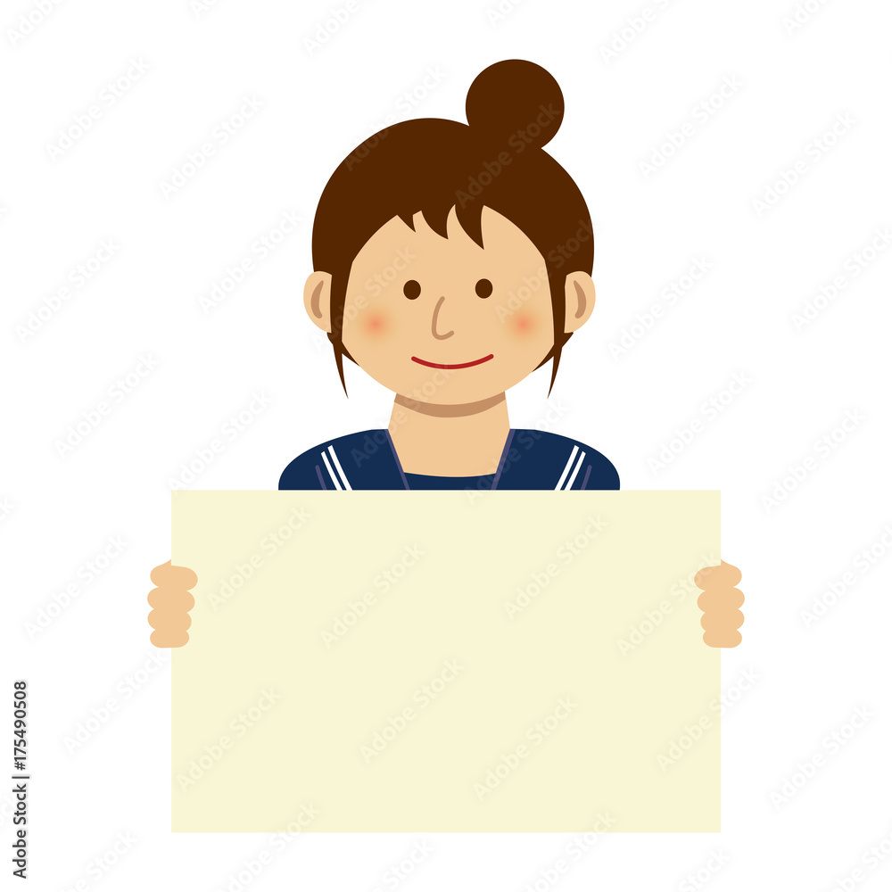 Girl holding a paper Board (placard) illustration Girl holding a paper Board (placard) illustration