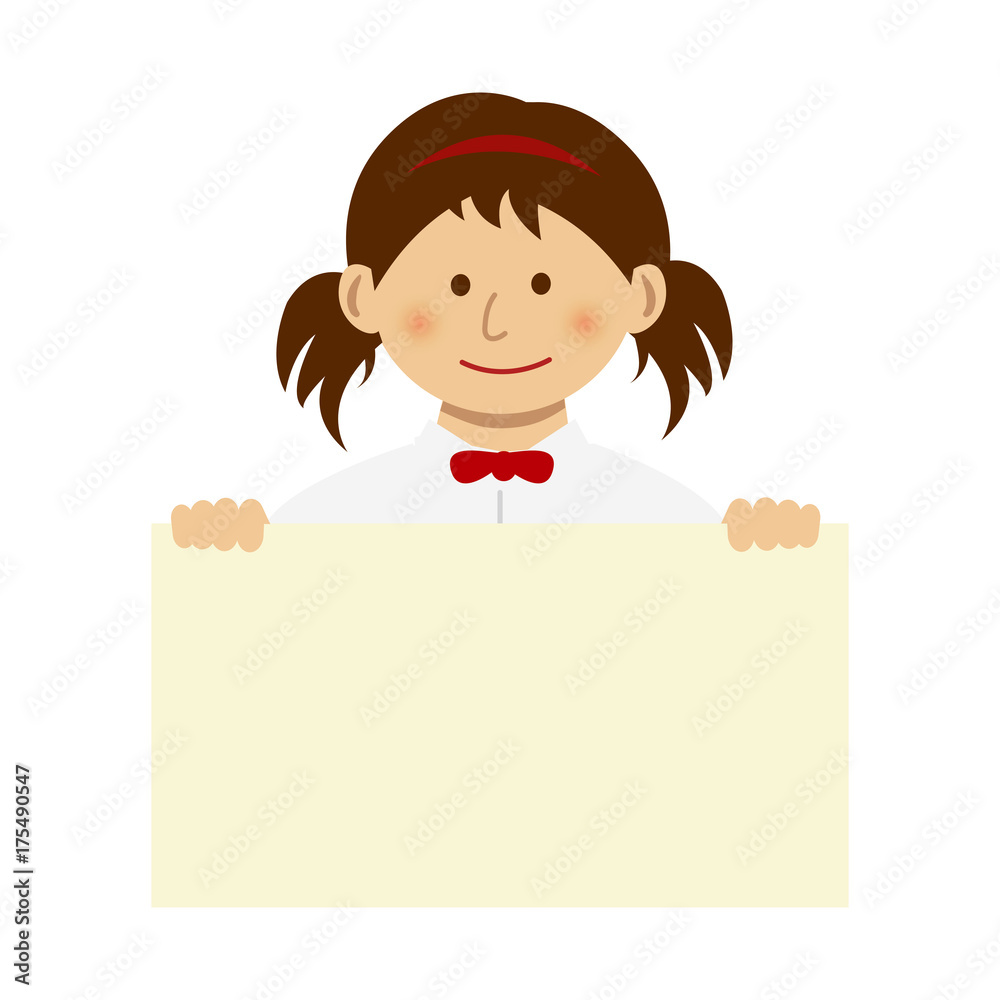 Girl holding a paper Board (placard) illustration Girl holding a paper Board (placard) illustration
