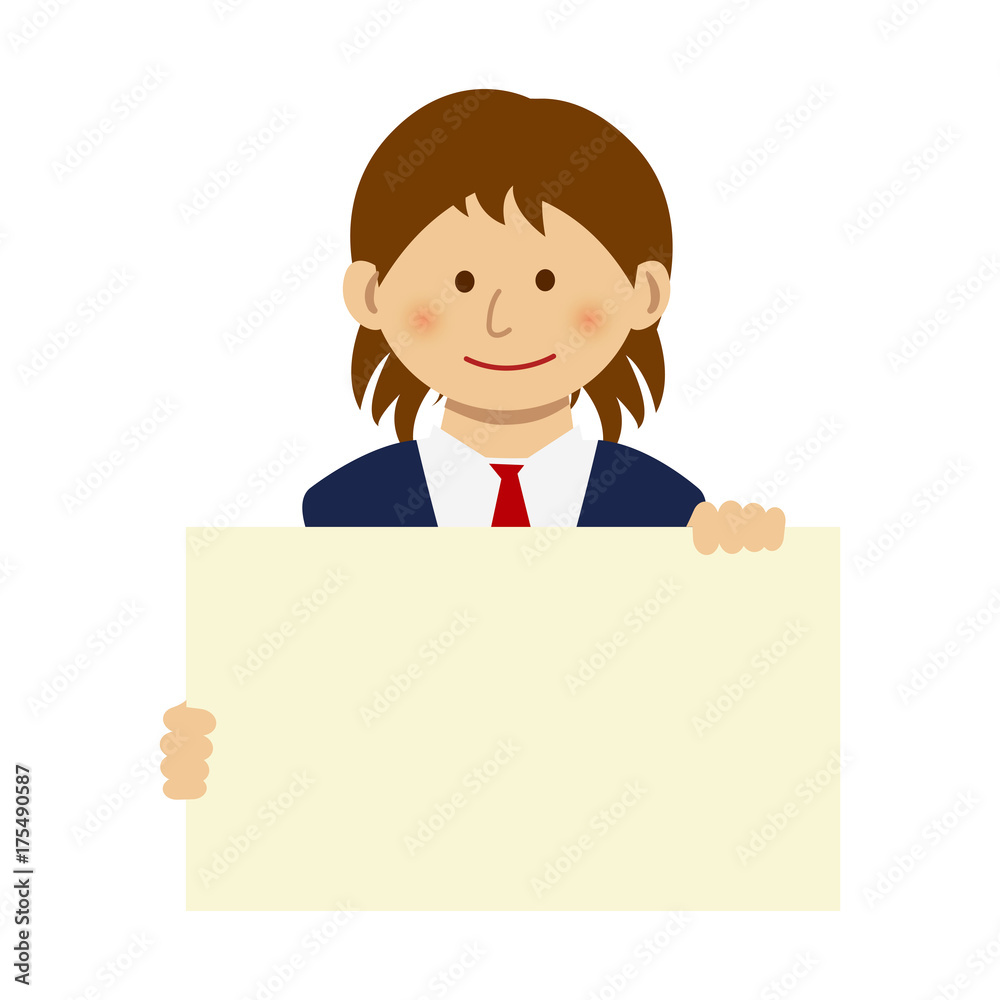 Girl holding a paper Board (placard) illustration Girl holding a paper Board (placard) illustration