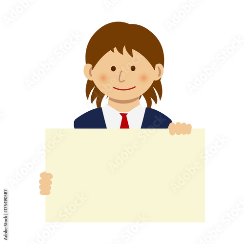 Girl holding a paper Board (placard) illustration