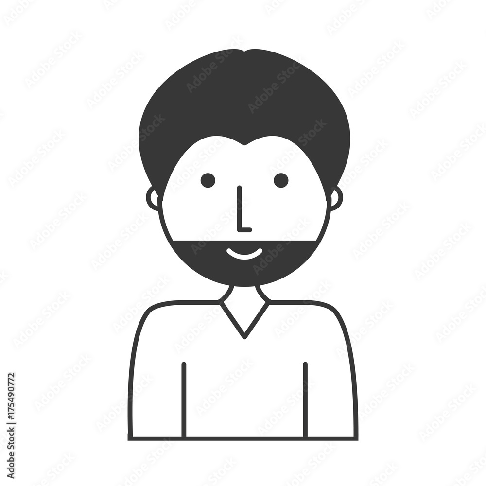 flat line monochromatic man with beard over white background vector illustration flat line monochromatic man with beard over white background vector illustration