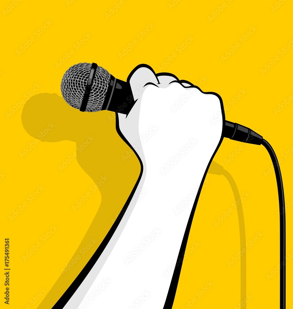 Hand holding microphone Stock Vector | Adobe Stock