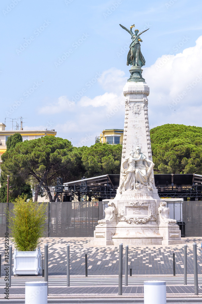La ville de Nice monument shooted at daylight, Cote D'azur, France. 