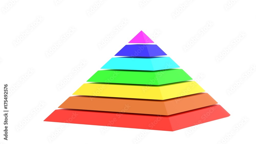 Pyramid square chart rainbow color 3d illustration Pyramid square chart rainbow color 3d illustration