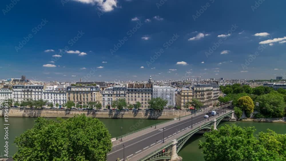 Panorama of Paris timelapse. View from Arab World Institute Institut du Monde Arabe building. France. Panorama of Paris timelapse. View from Arab World Institute Institut du Monde Arabe building. France.
