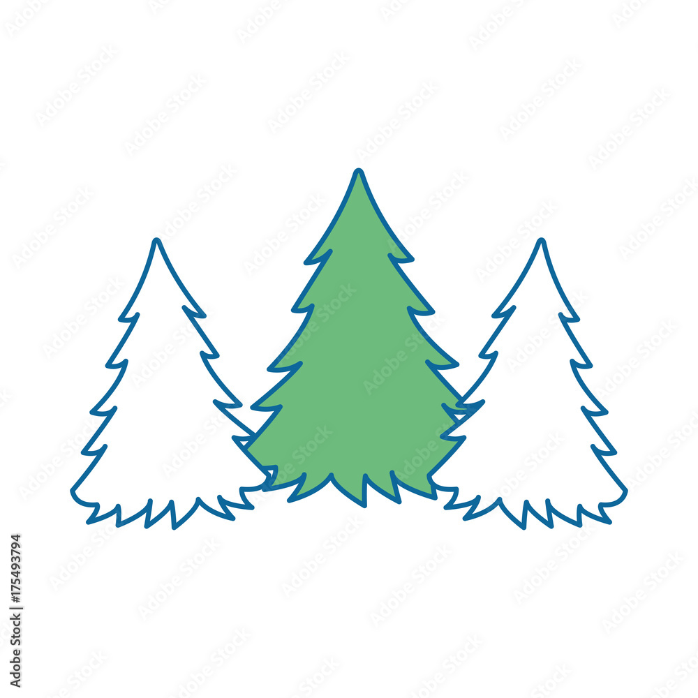 Pine forest scene silhouette vector illustration design