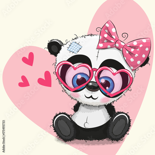 Fototapeta Naklejka Na Ścianę i Meble -  Cute Panda girl in sunglasses