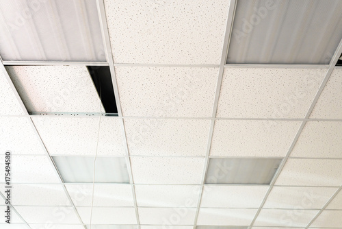 Ceiling and lighting inside office building.