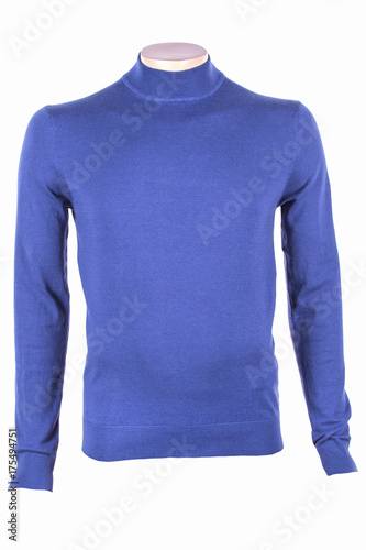 Blue jumper on white background