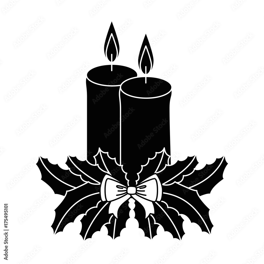 merry christmas candles with bow and leafs merry christmas candles with bow and leafs