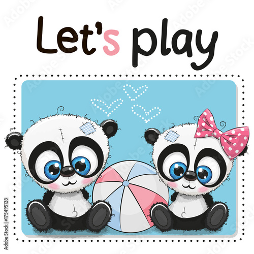 Fototapeta Naklejka Na Ścianę i Meble -  Two Pandas with a ball